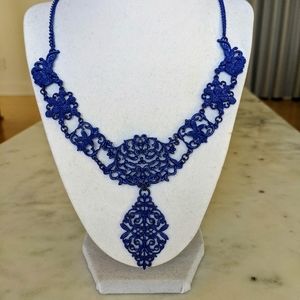 Royal blue metal intricate necklace